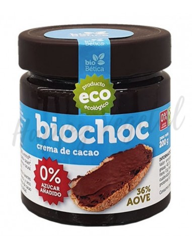 Crema de cacao Bio sin azúcar con eritritol 200g (Biochoc)